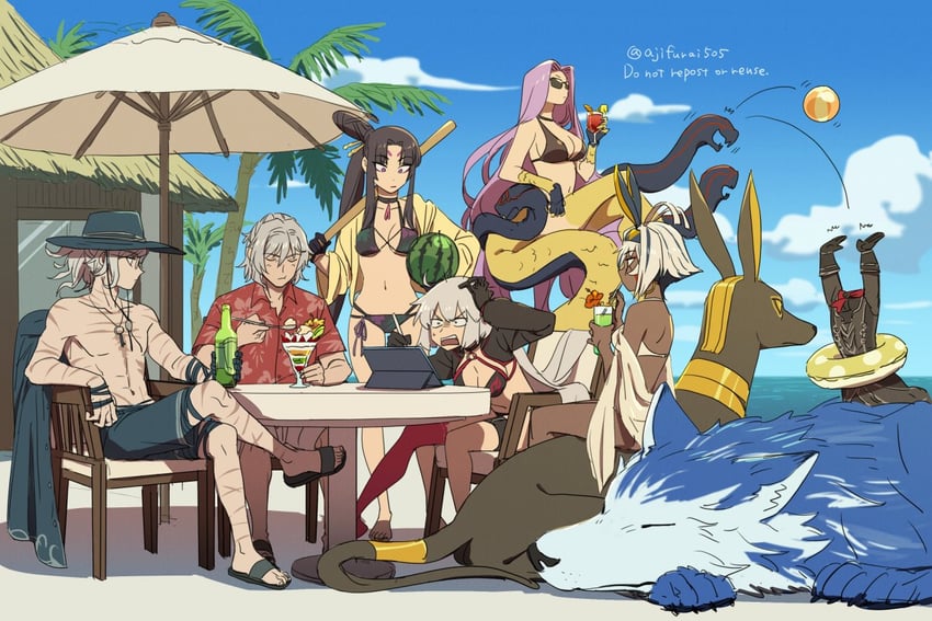 jeanne d'arc alter, medusa, nitocris, ushiwakamaru, edmond dantes, and 6 more (fate and 1 more) drawn by asaya_minoru
