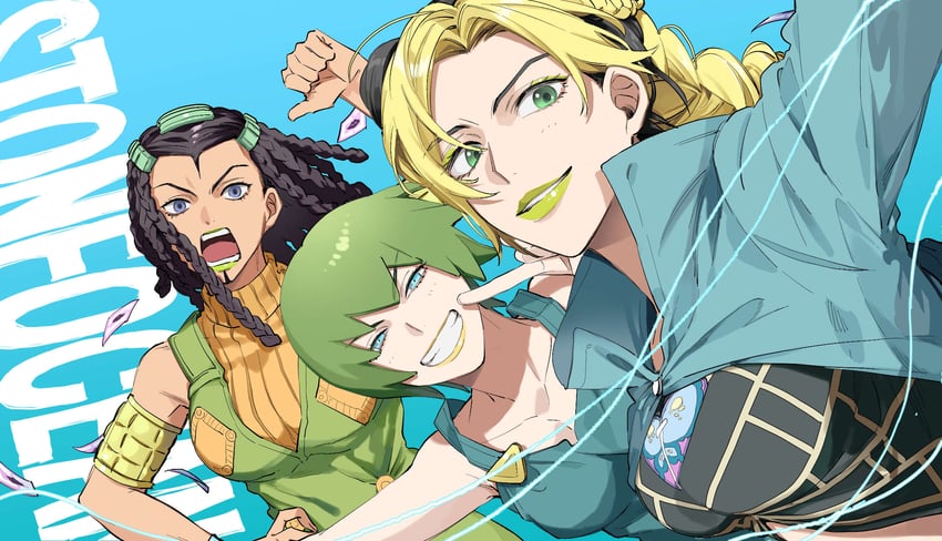 kujo jolyne, foo fighters, and ermes costello (jojo no kimyou na bouken and 1 more) drawn by yezi_(yo10ru29ko)