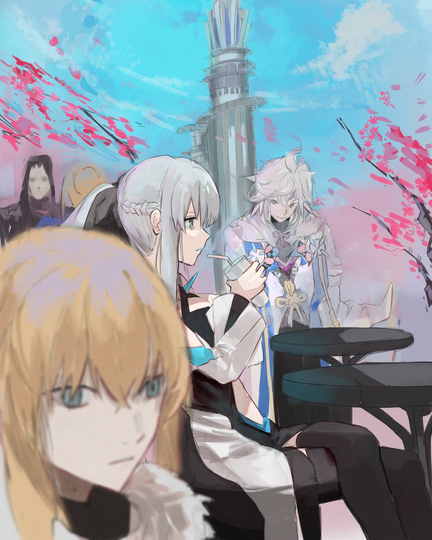 artoria pendragon, saber, morgan le fay, and merlin (fate and 1 more) drawn by yaruyan