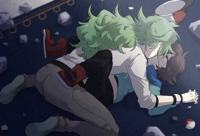 hilbert and n (pokemon and 1 more) drawn by tarai_(yamadarairai)
