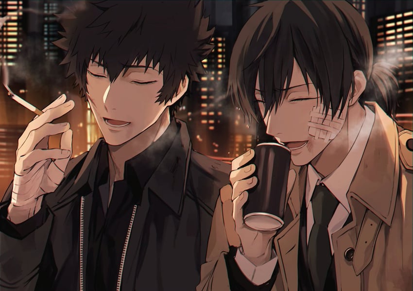 kougami shin'ya and ginoza nobuchika (psycho-pass) drawn by yukin_(es)