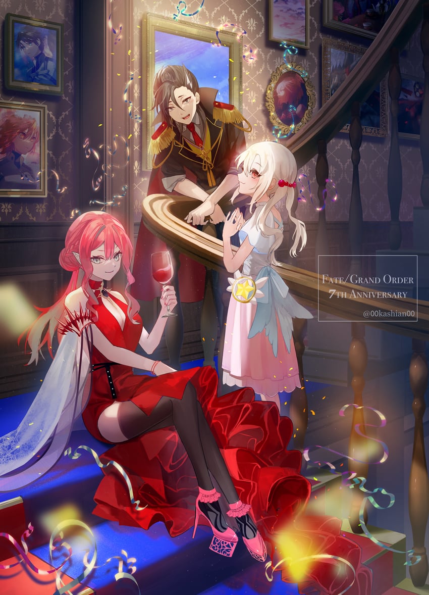 mash kyrielight, fujimaru ritsuka, illyasviel von einzbern, baobhan sith, magical ruby, and 1 more (fate and 1 more) drawn by 00kashian00