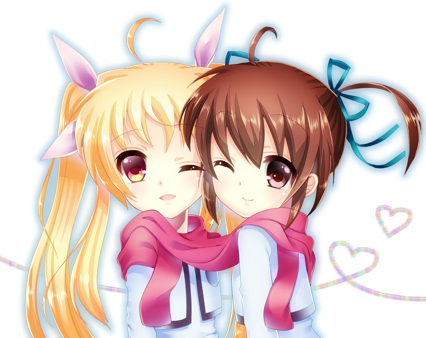 fate testarossa and takamachi nanoha (lyrical nanoha and 1 more) drawn by umeko_(koori_ume)