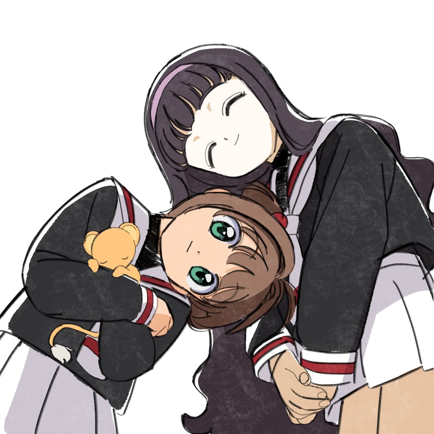 kinomoto sakura, kero, and daidouji tomoyo (cardcaptor sakura) drawn by nnn-ollll