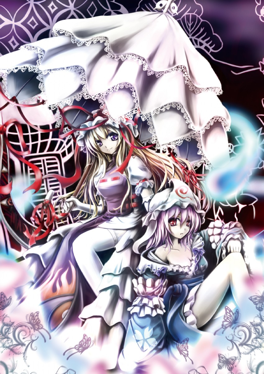 yakumo yukari and saigyouji yuyuko (touhou) drawn by nana_stars