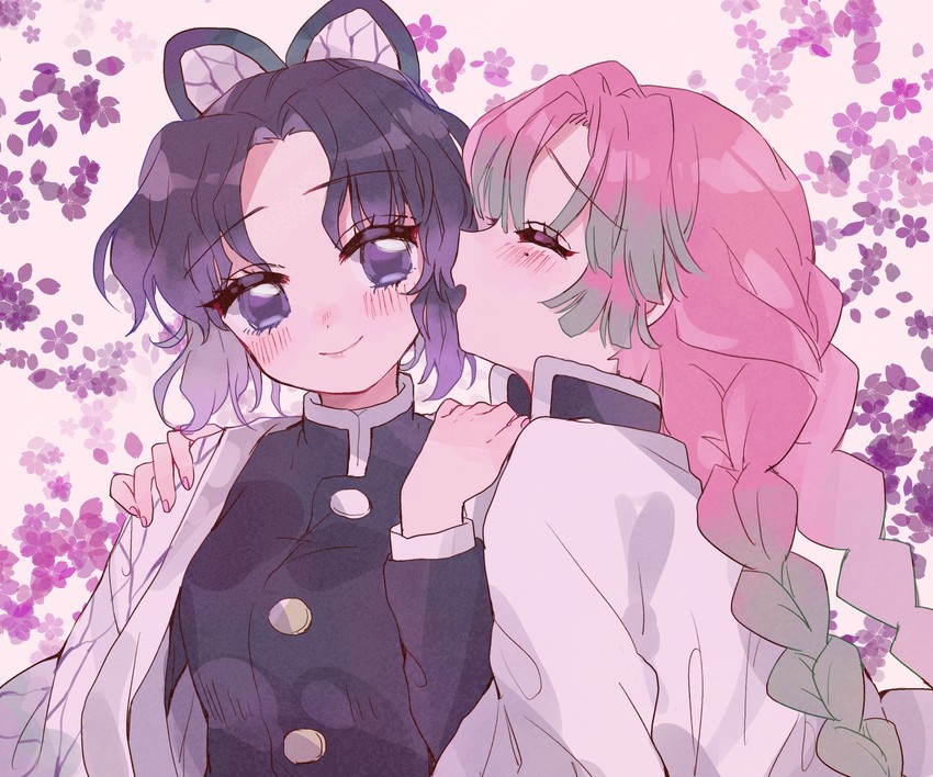 kochou shinobu and kanroji mitsuri (kimetsu no yaiba) drawn by sena_(nanase_snmt)