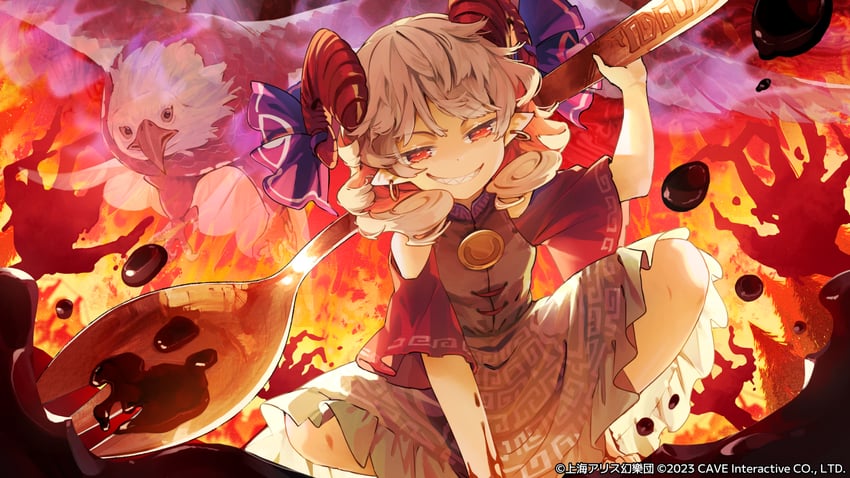 toutetsu yuuma and eagle spirit (touhou and 1 more) drawn by syuri22