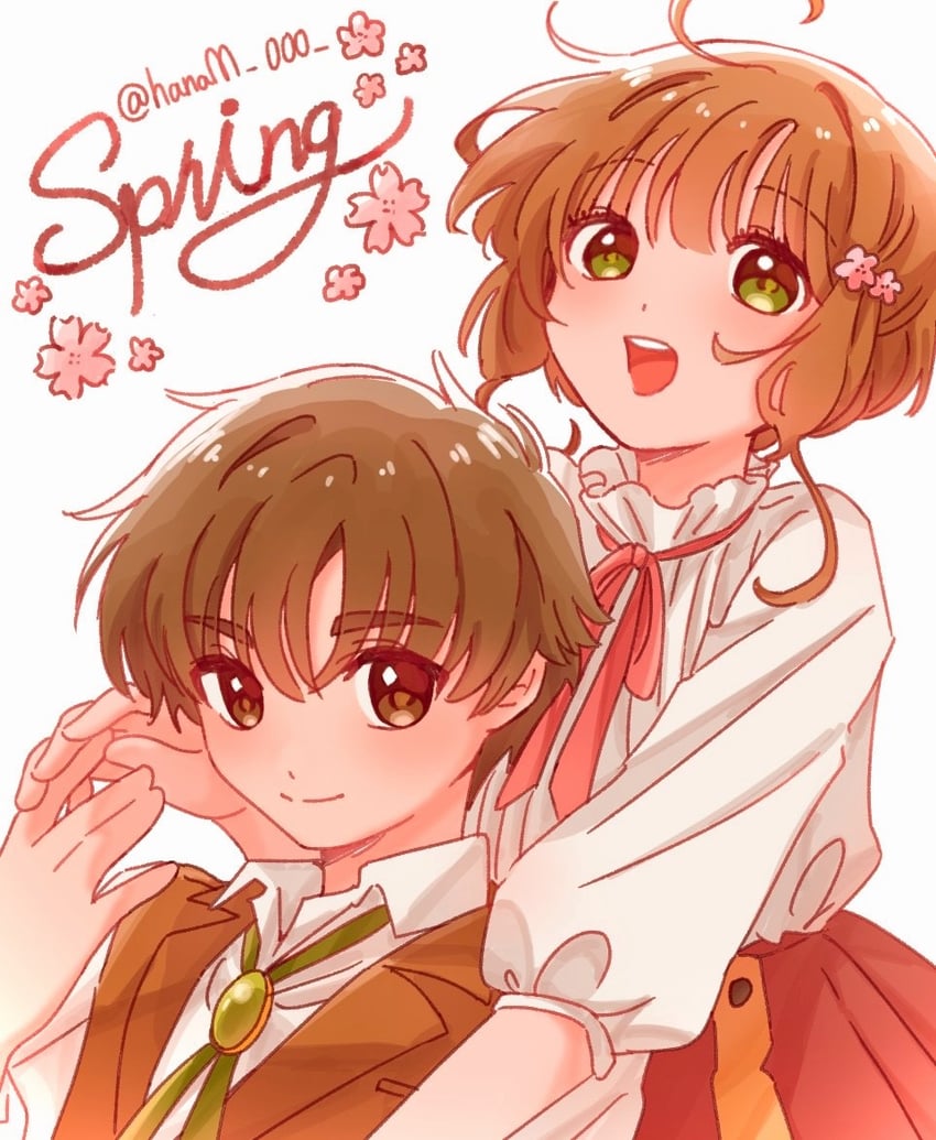 kinomoto sakura and li syaoran (cardcaptor sakura) drawn by hanamaru_dango