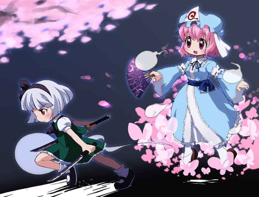 konpaku youmu and saigyouji yuyuko (touhou) drawn by joey_hanma