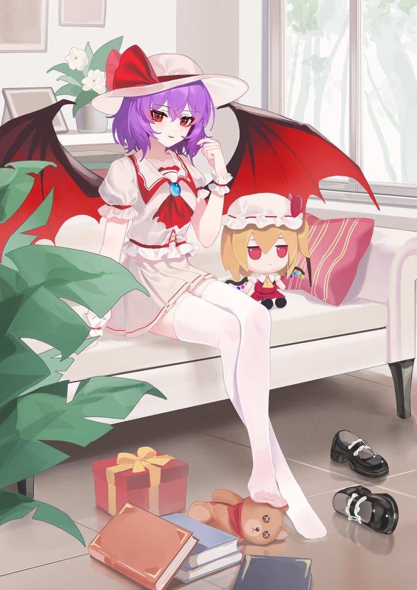remilia scarlet and flandre scarlet (touhou) drawn by ailu_elf