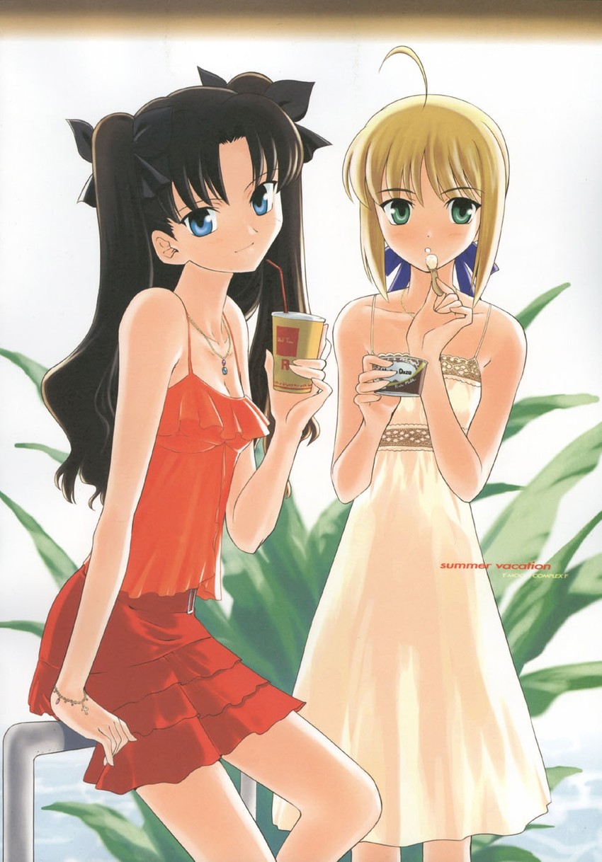 artoria pendragon, saber, and tohsaka rin (fate and 1 more) drawn by shirotsumekusa
