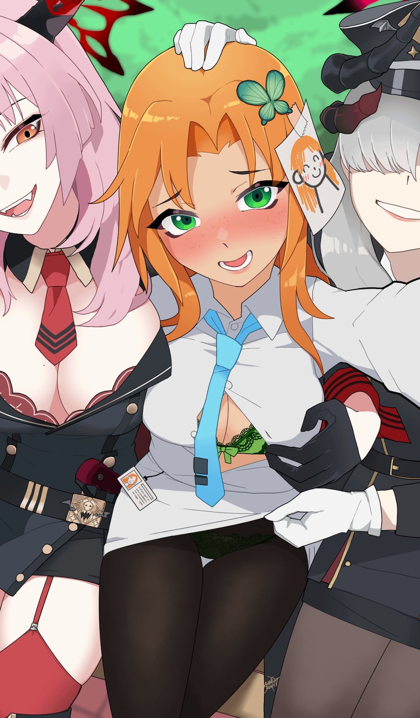 sensei, doodle sensei, satsuki, female sensei, and makoto (blue archive) drawn by atamisun