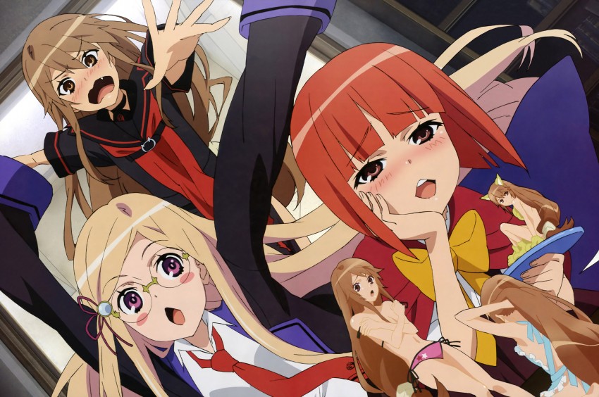 ookami ryouko, akai ringo, and majolica le fay (ookami-san) drawn by kobayashi_emiko