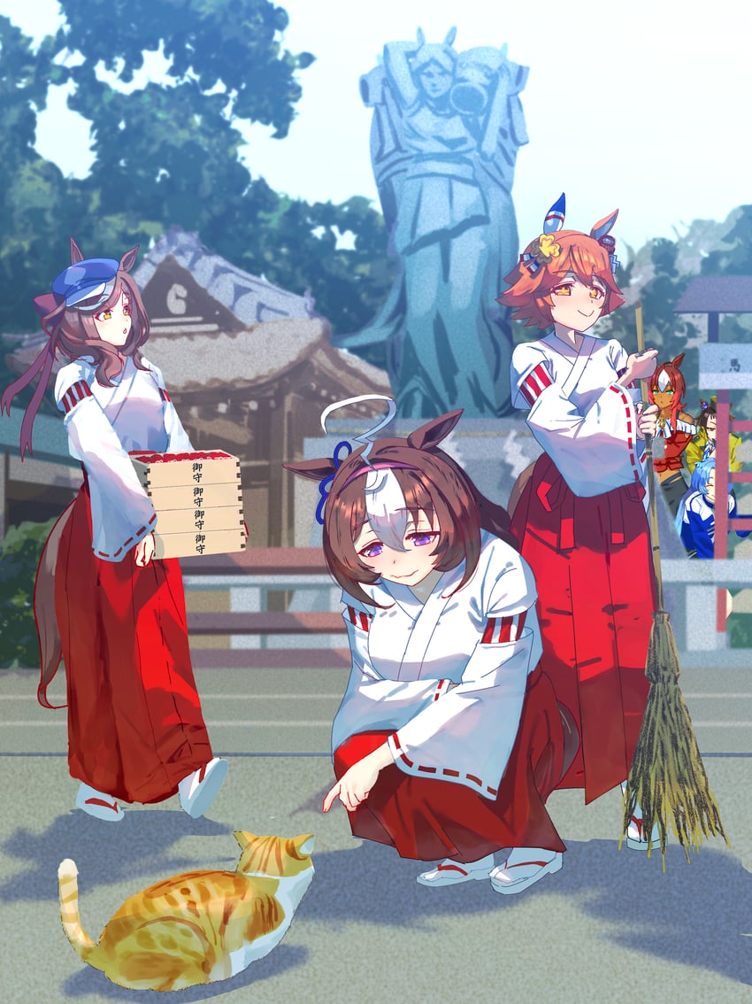 matikane tannhauser, meisho doto, matikanefukukitaru, godolphin barb, byerley turk, and 2 more (umamusume) drawn by no_uwazumi
