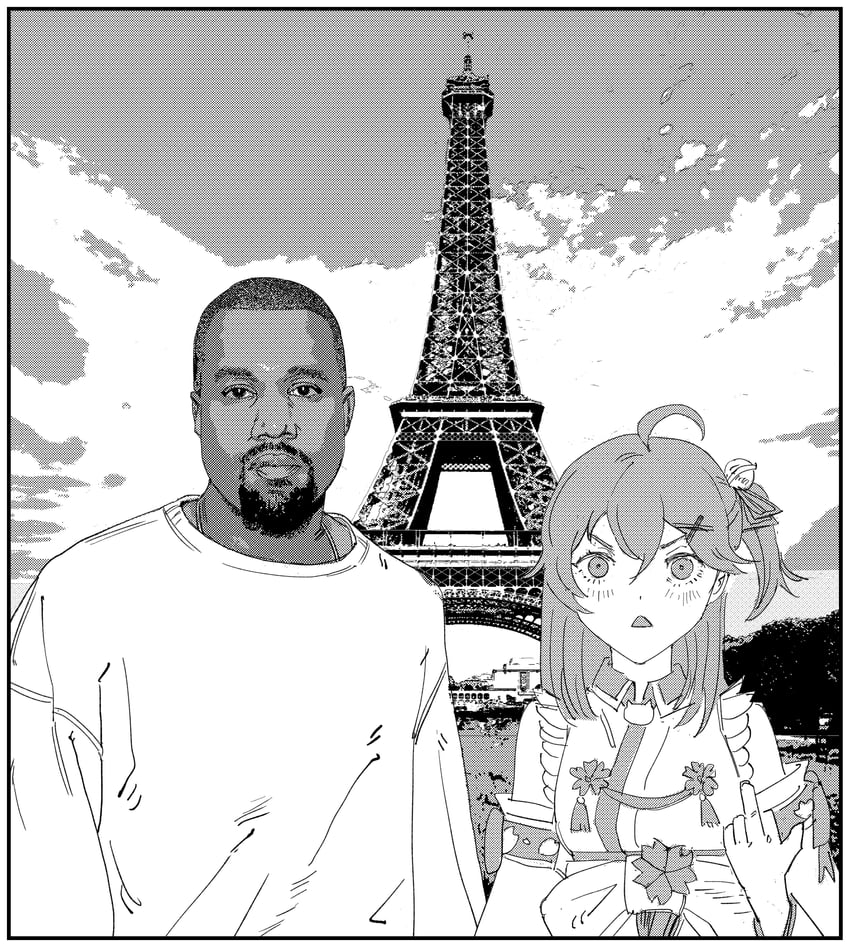 sakura miko and kanye west (hololive and 1 more) drawn by xyanaid