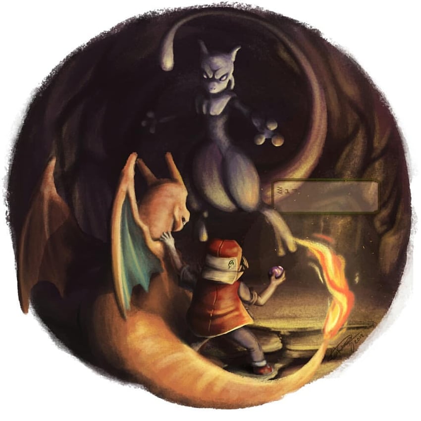 red, charizard, and mewtwo (pokemon and 1 more) drawn by giulliano_kenzo