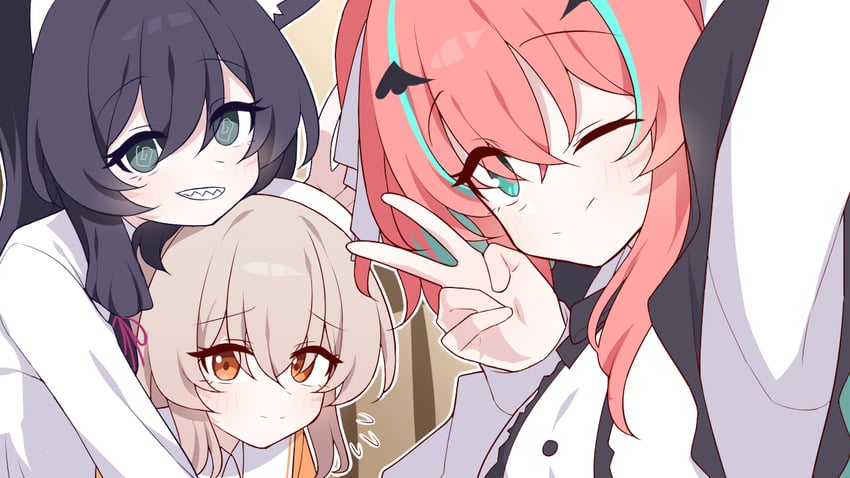 gam gyuri, yami cat, and hega (indie virtual youtuber) drawn by hagoonha