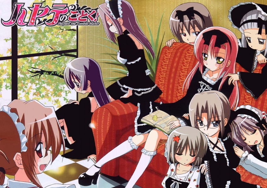 katsura hinagiku, maria, aizawa sakuya, saginomiya isumi, segawa izumi, and 4 more (hayate no gotoku!) drawn by hata_kenjirou
