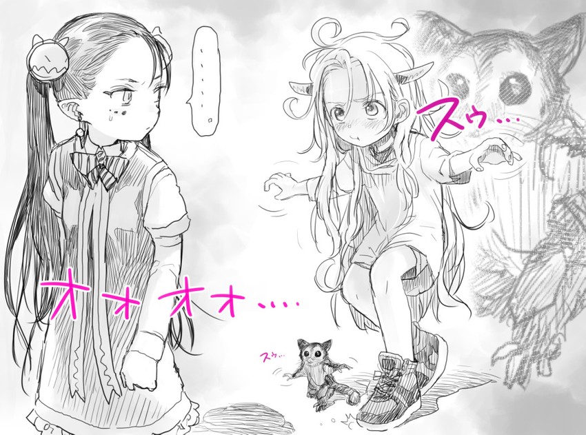 bosako and purple-haired loli (original) drawn by haguhagu_(rinjuu_circus)