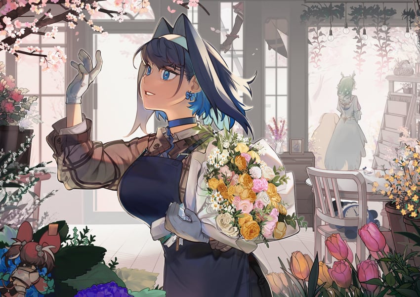 ouro kronii, nanashi mumei, hakos baelz, ceres fauna, kronie, and 1 more (hololive and 1 more) drawn by eus_ing
