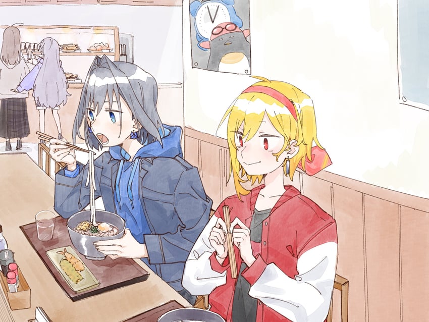 ouro kronii, nanashi mumei, koseki bijou, kaela kovalskia, kronie, and 1 more (hololive and 2 more) drawn by yori_171018