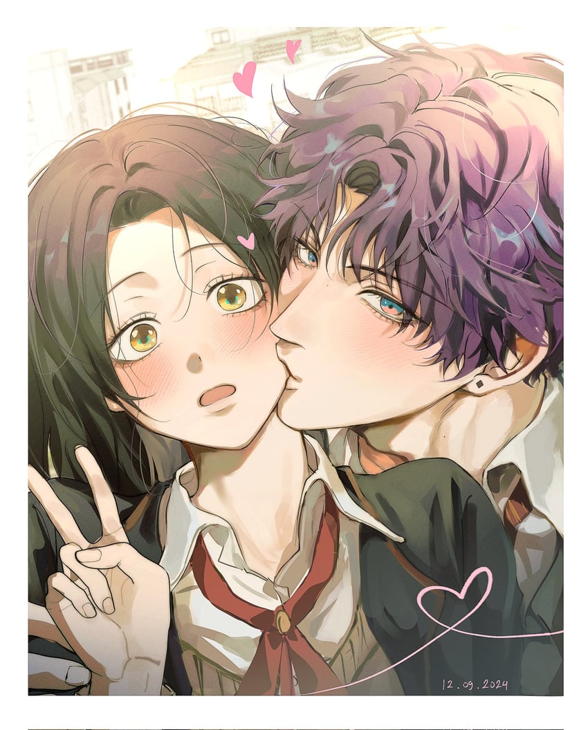 protagonist and rafayel (love and deepspace) drawn by evil_fishie
