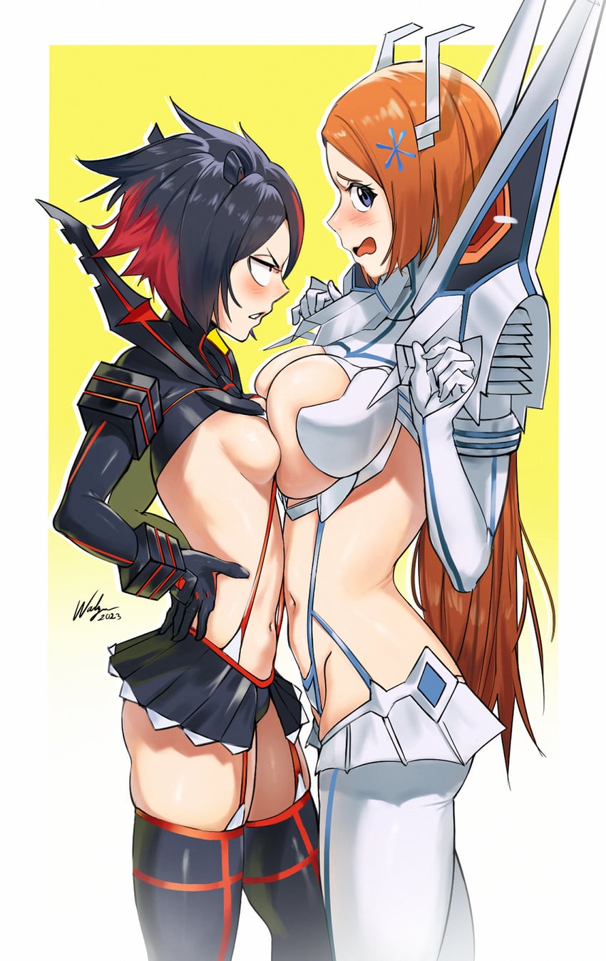 matoi ryuuko, senketsu, kiryuuin satsuki, junketsu, kuchiki rukia, and 1 more (kill la kill and 1 more) drawn by waligner