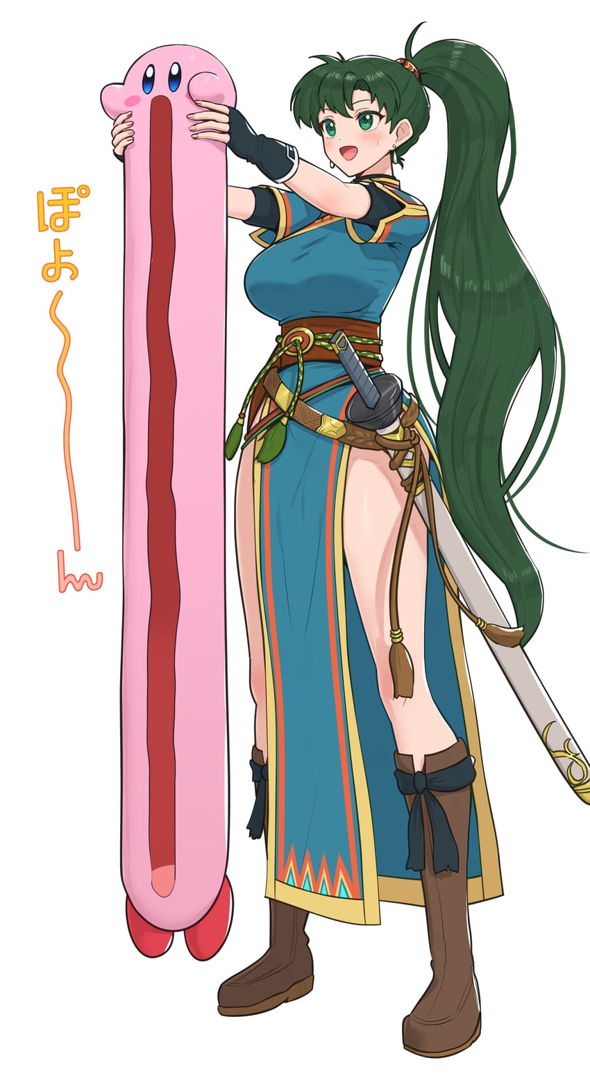 kirby and lyn (fire emblem and 2 more) drawn by gonzarez