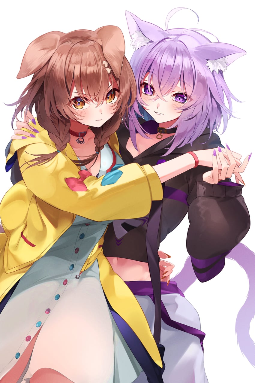 nekomata okayu and inugami korone (hololive) drawn by igasamon