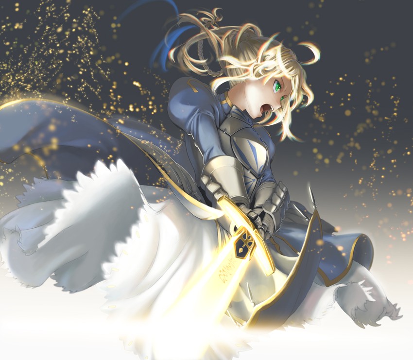 artoria pendragon and saber (fate and 1 more) drawn by sharakuryousuke