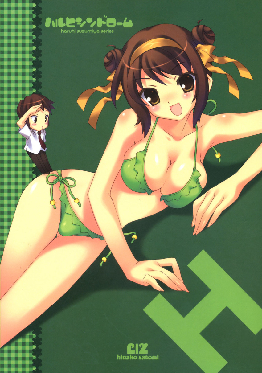 suzumiya haruhi and kyon (suzumiya haruhi no yuuutsu) drawn by satomi_hinako