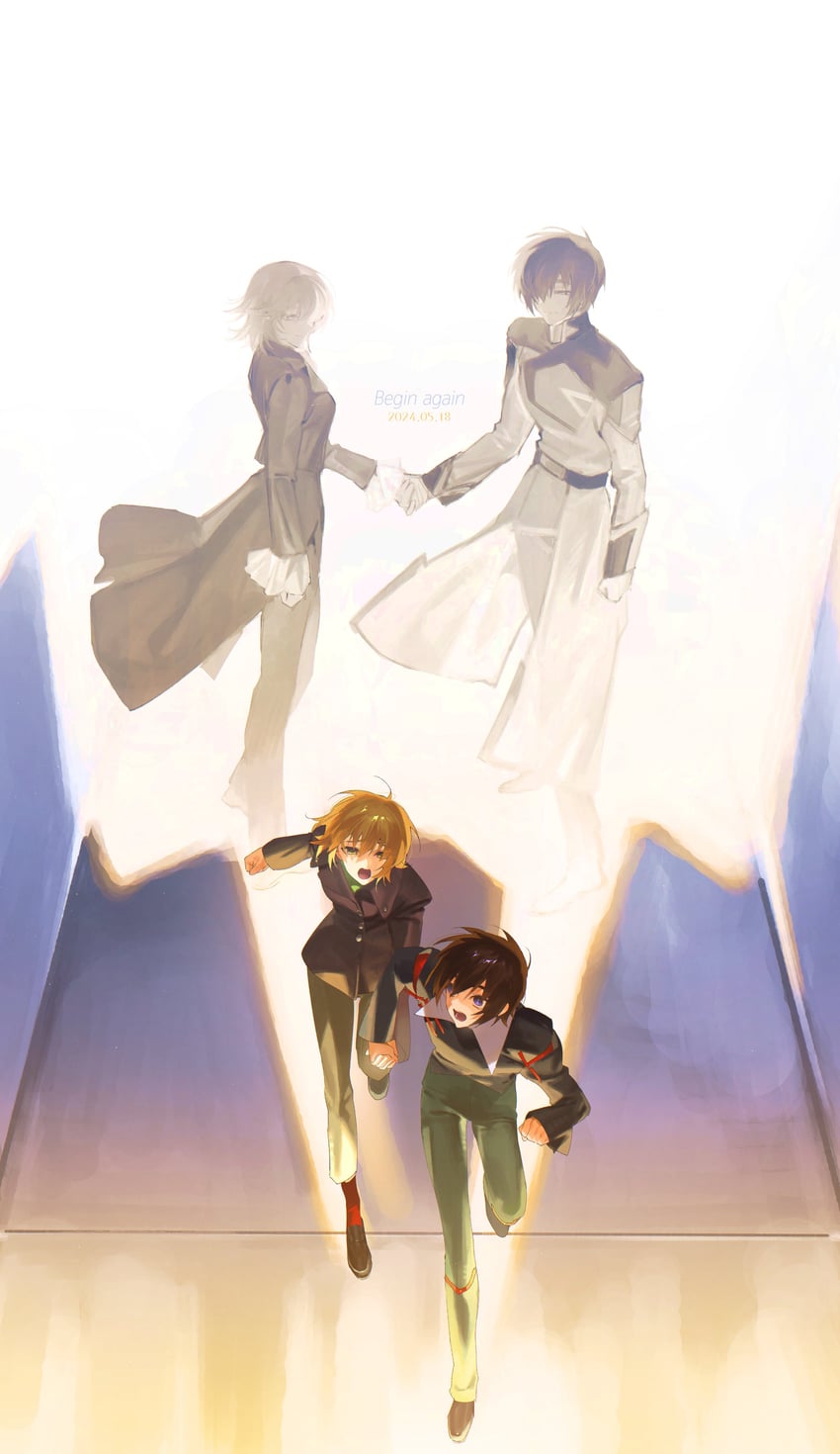 cagalli yula athha and kira yamato (gundam and 2 more) drawn by am_(deritsi411)