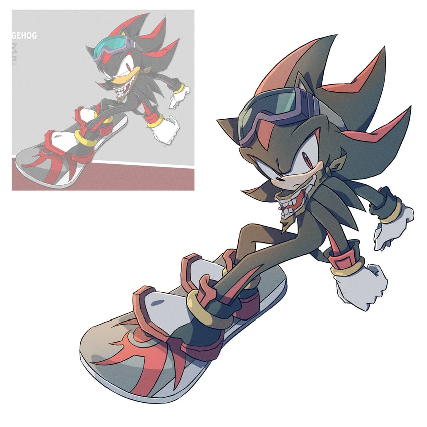 shadow the hedgehog (sonic and 1 more) drawn by chilidog_16 and uekawa_yuji