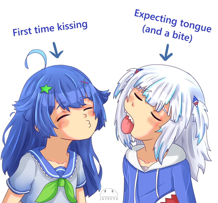 gawr gura and senzawa (hololive and 2 more) drawn by jatsuve07