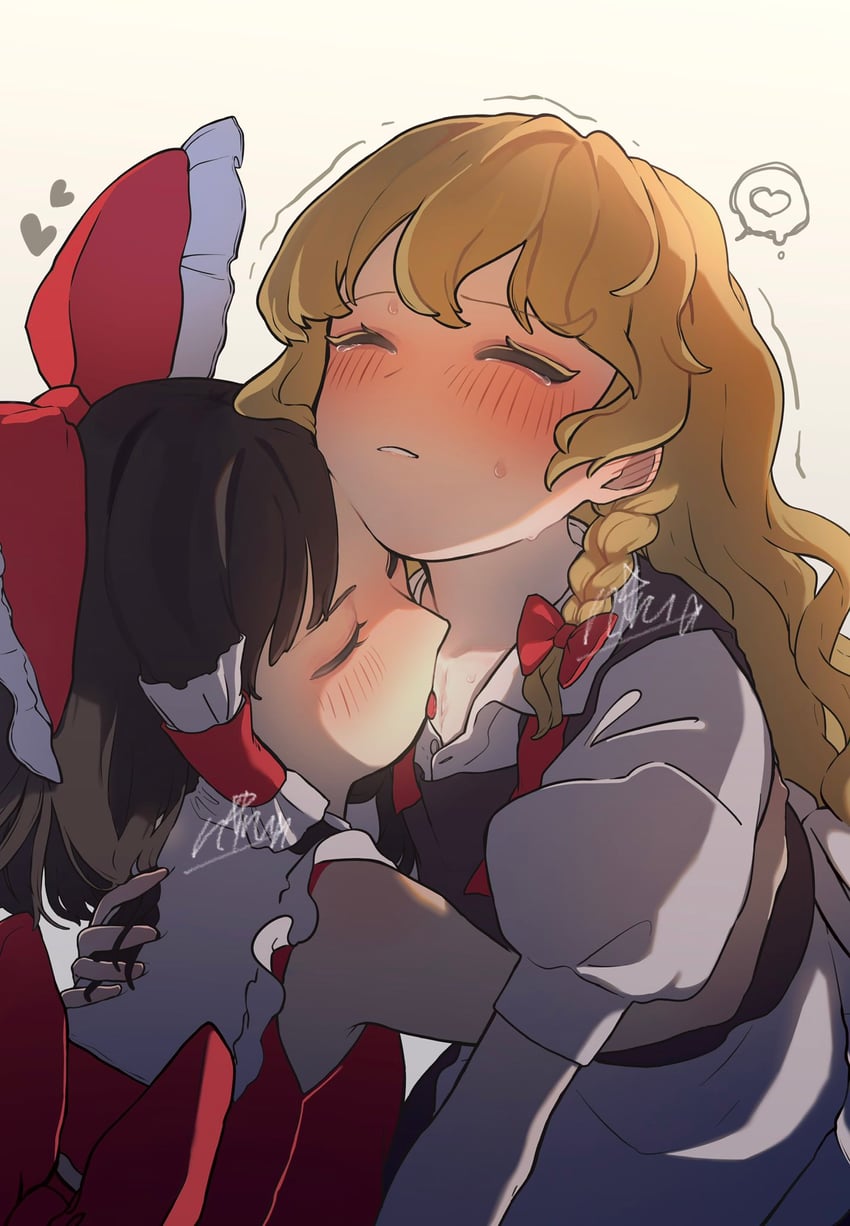 hakurei reimu and kirisame marisa (touhou) drawn by niru_(ka_k_0517)