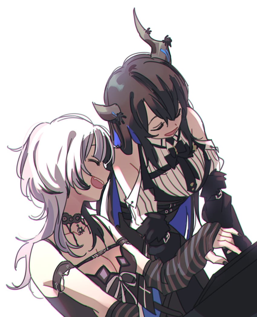 shiori novella and nerissa ravencroft (hololive and 1 more) drawn by anco_(platanity)