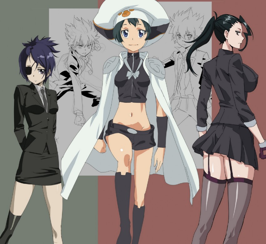 chrome dokuro, sawada tsunayoshi, uni, and suzuki adelheid (katekyo hitman reborn!) drawn by makacoon