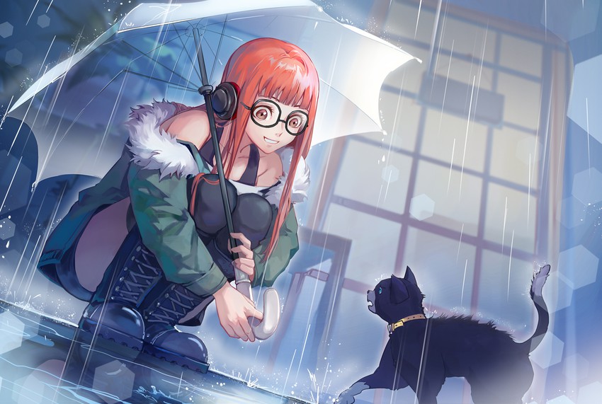 sakura futaba and morgana (persona and 1 more) drawn by feng_you