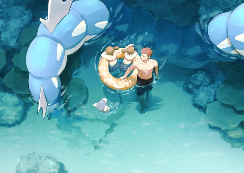 lance, gyarados, dratini, and twins (pokemon and 1 more) drawn by y_(036_yng)