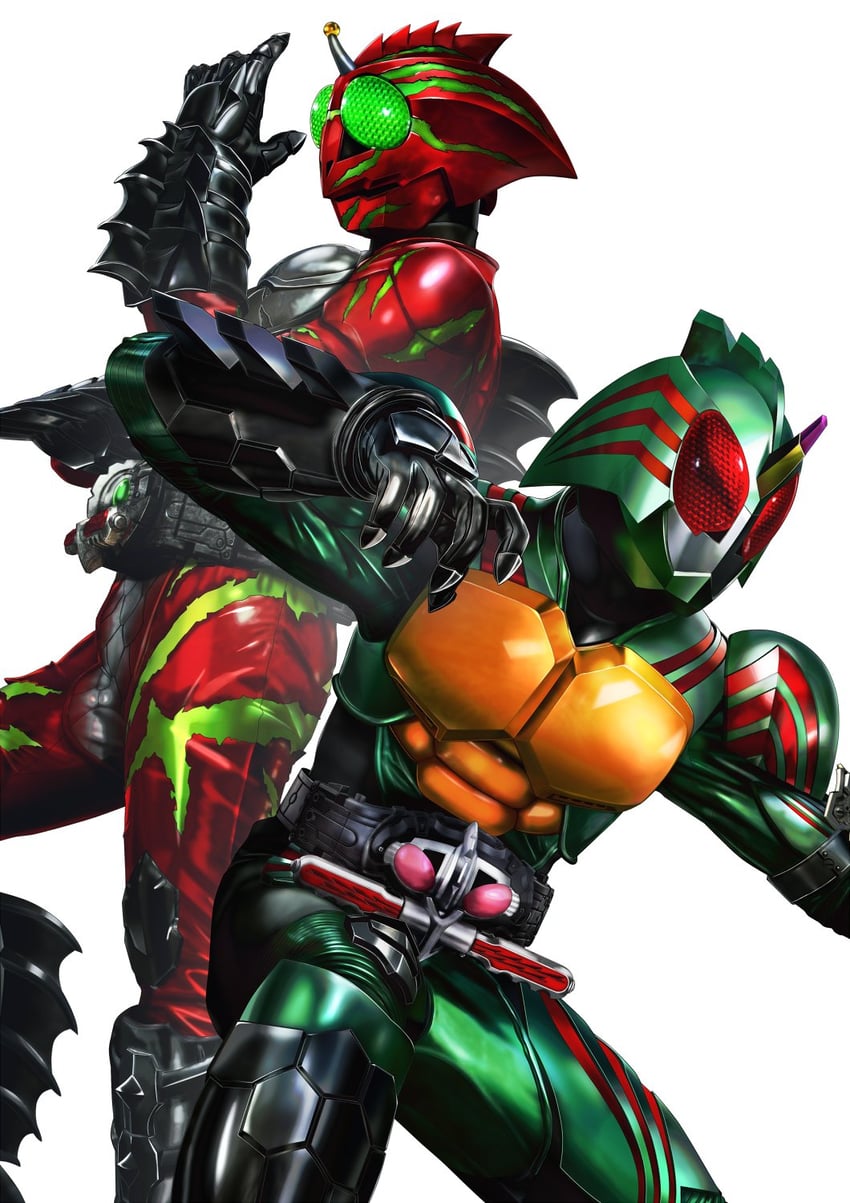 kamen rider amazon alpha and kamen rider amazon omega (kamen rider and 1 more) drawn by masukudo_(hamamoto_hikaru)