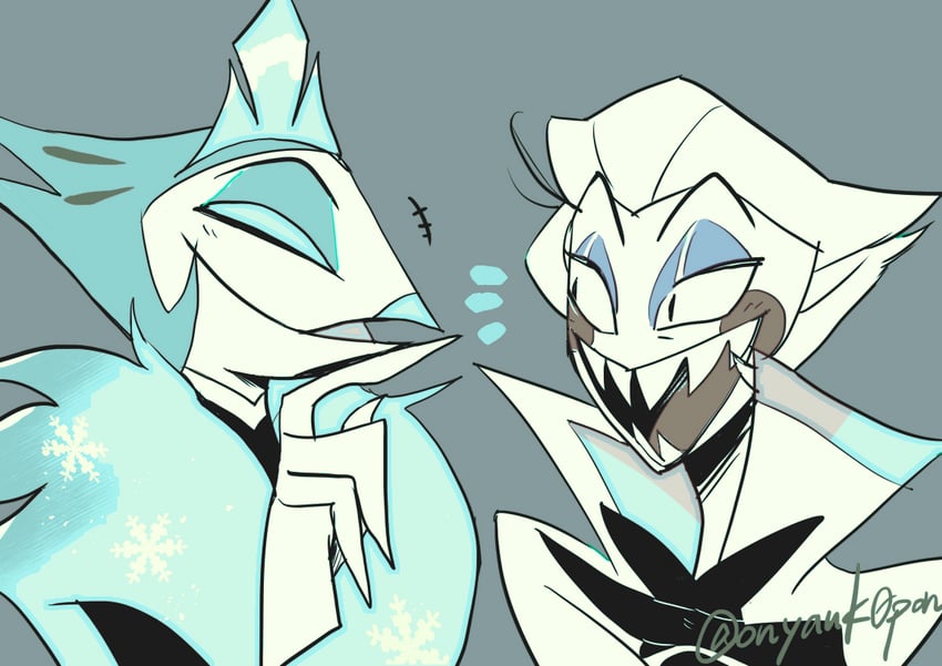 lucifer morningstar and andrealphus (hazbin hotel and 1 more) drawn by kin_(58n58n58n)
