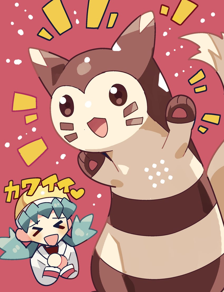 kris and furret (pokemon and 1 more) drawn by anidler91
