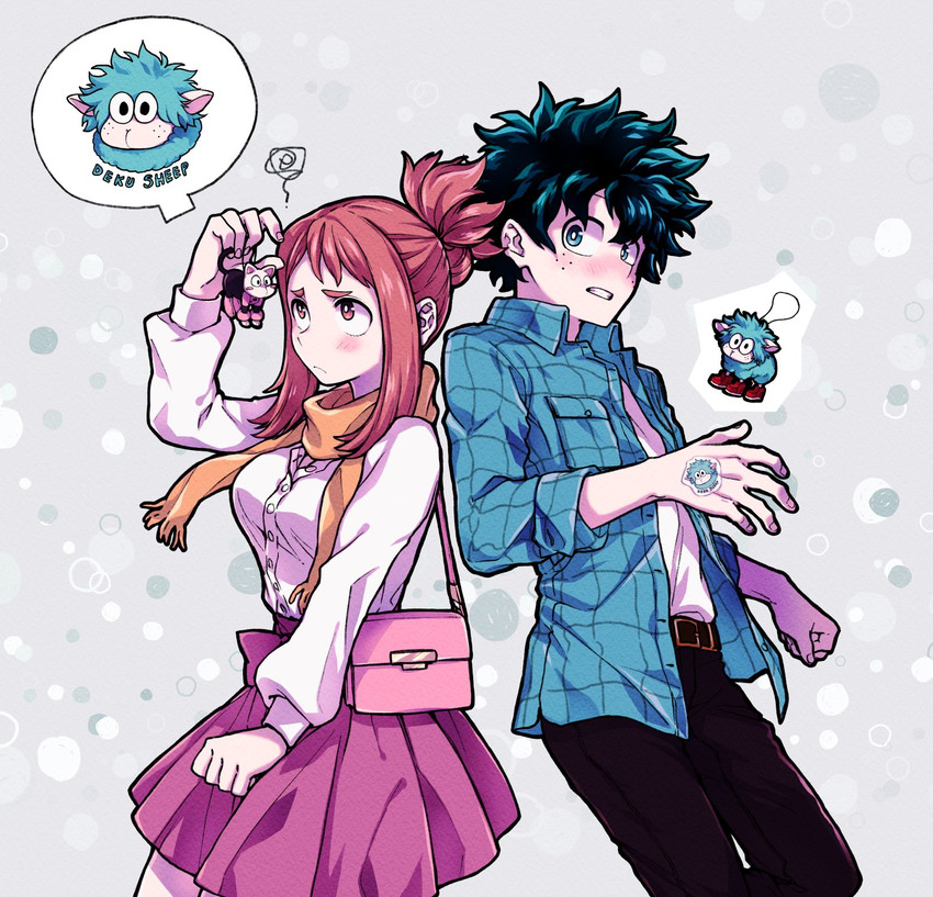 midoriya izuku and uraraka ochaco (boku no hero academia) drawn by dashlix