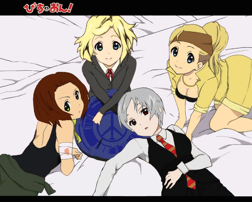 paz ortega andrade, strangelove, amanda valenciano libre, and cecile cosina caminades (k-on! and 3 more) drawn by mana_(waste-product)