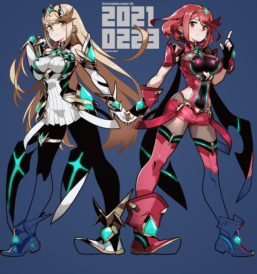 pyra and mythra (xenoblade chronicles and 2 more) drawn by sasaki_tomomi