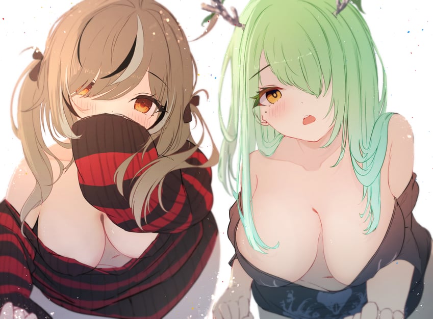 nanashi mumei and ceres fauna (hololive and 1 more) drawn by holly_(ruptonotty)