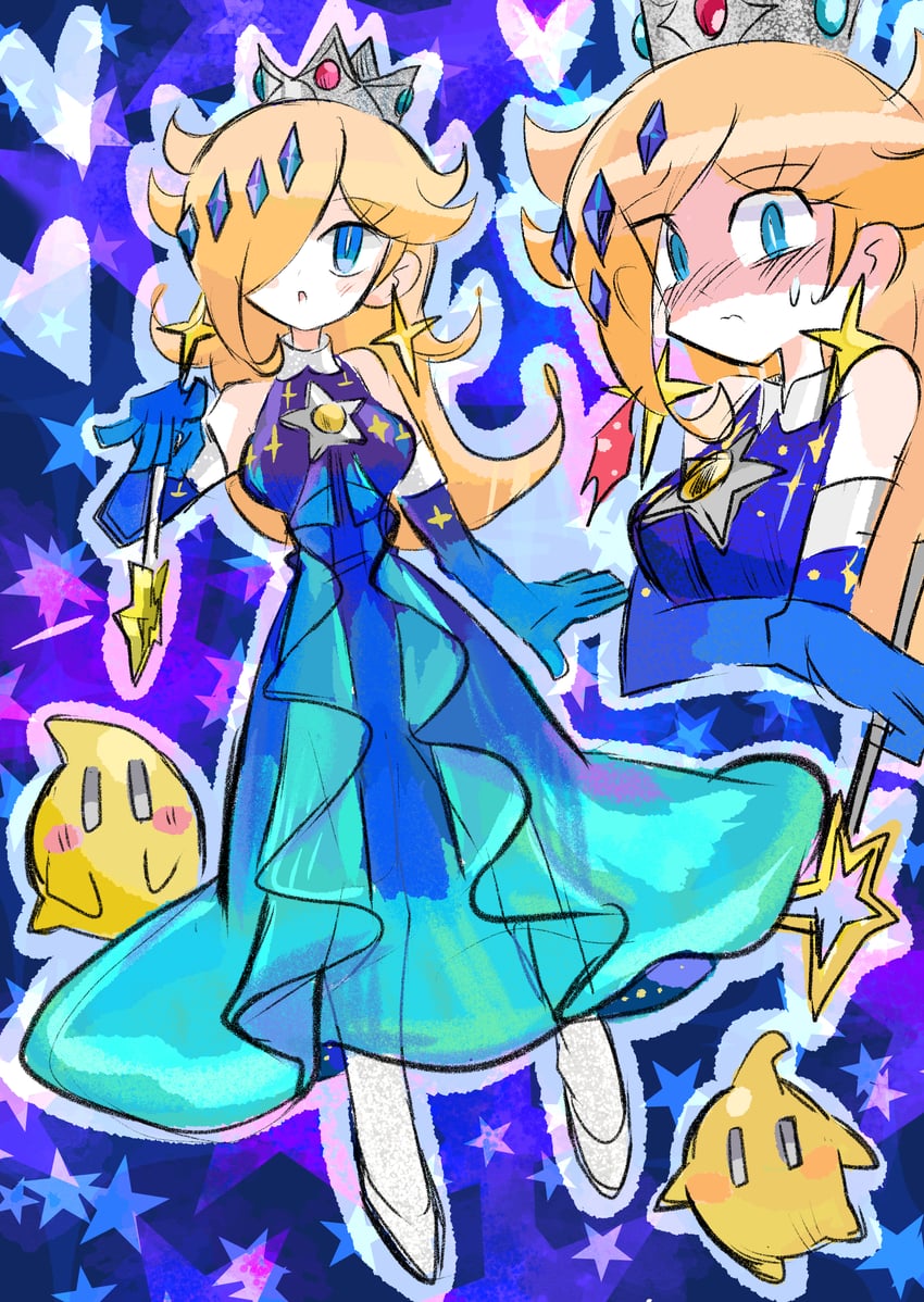 rosalina and luma (mario and 2 more) drawn by rakugaki_shitagari-ya