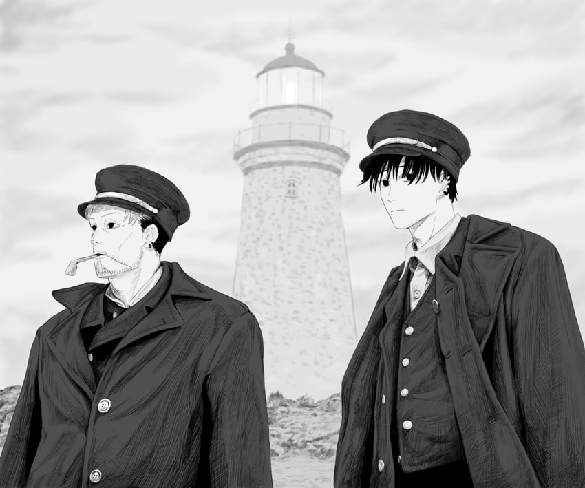 yoshida hirofumi, kishibe, thomas howard, and thomas wake (chainsaw man and 1 more) drawn by dd36051