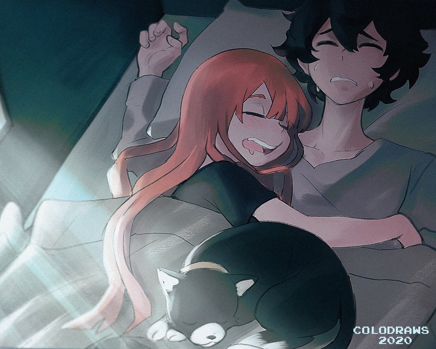 amamiya ren, sakura futaba, and morgana (persona and 1 more) drawn by colo_(nagrolaz)