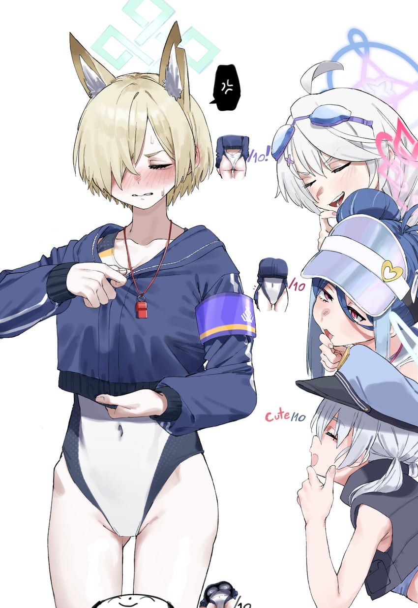 sensei, doodle sensei, kanna, fubuki, kirino, and 1 more (blue archive) drawn by lonklink